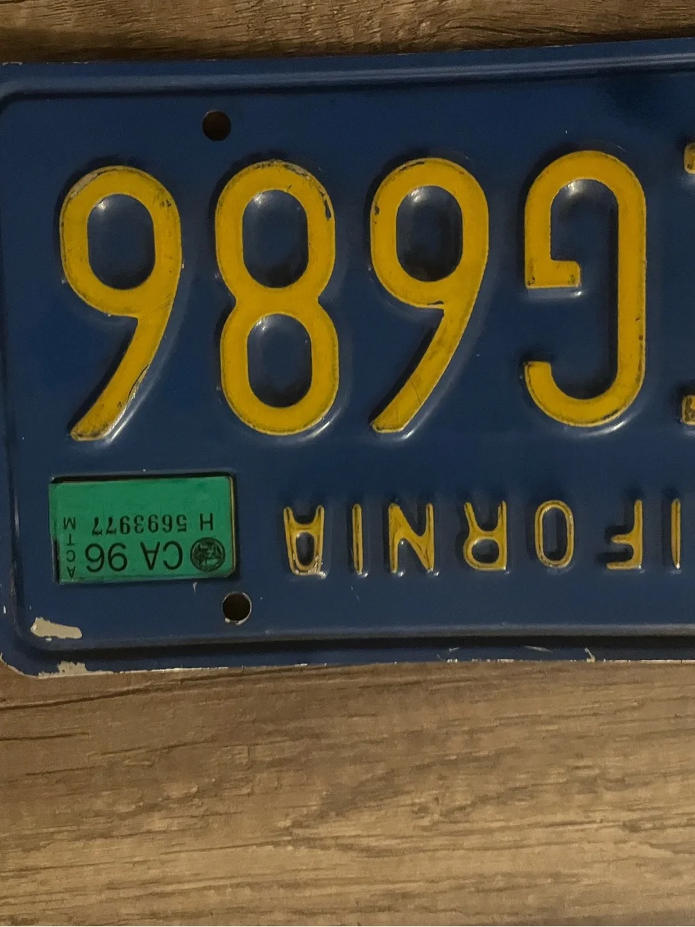Blue and Yellow California License Plate Wall Art by